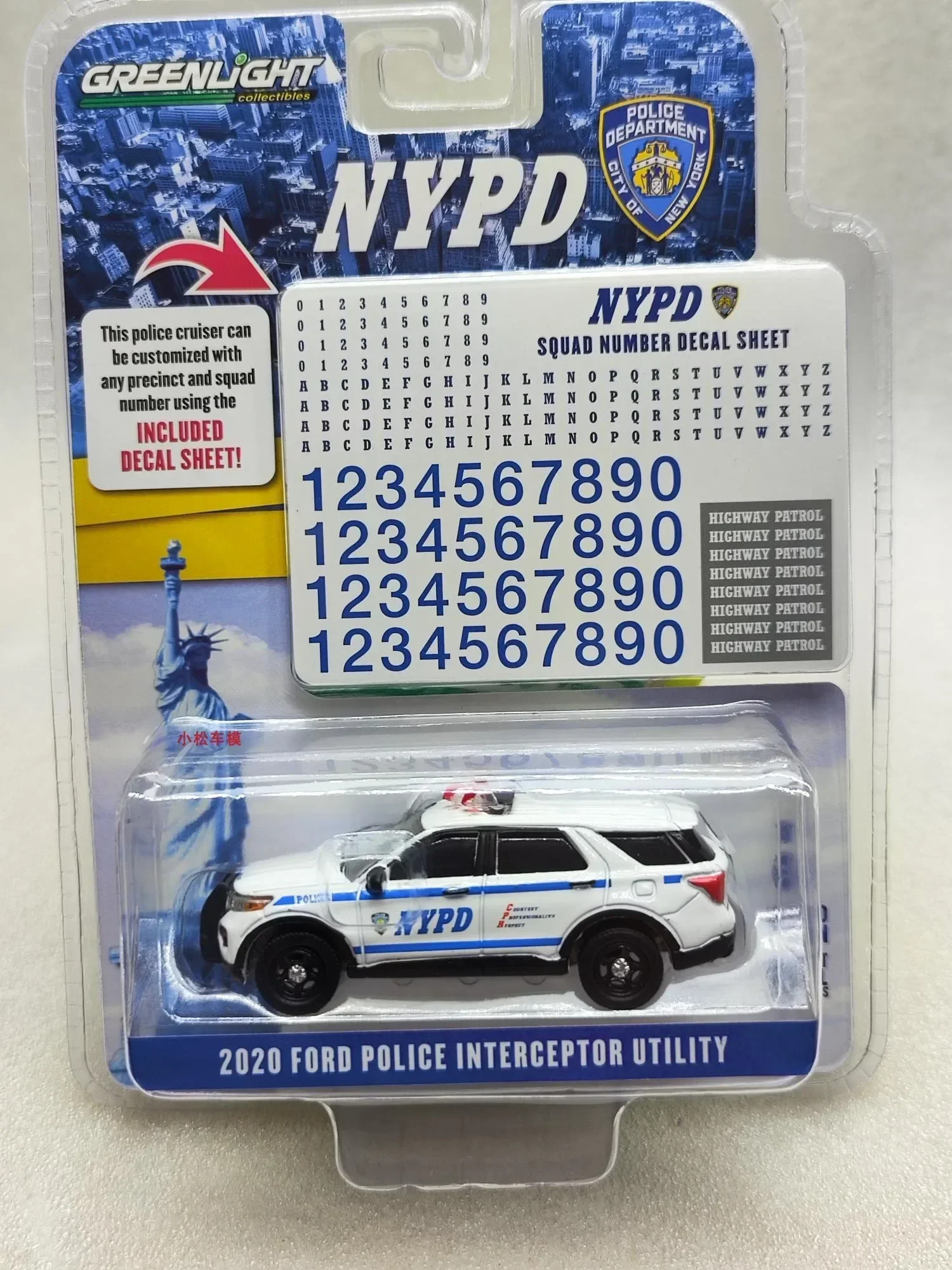 1:64 2020 Ford Police INTERCEPTOR UTILITY NYPD модель автомобиля из сплава Коллекционная игрушка