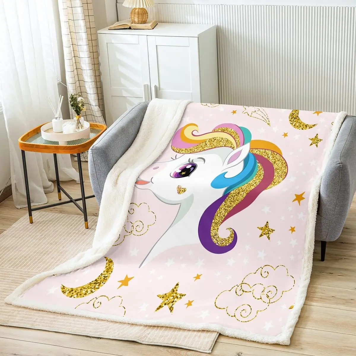 

Одеяло с единорогом, флисовое покрывало с блестками для девочек, милые плюшевые одеяла с единорогом, цветное покрывало из шерпы
