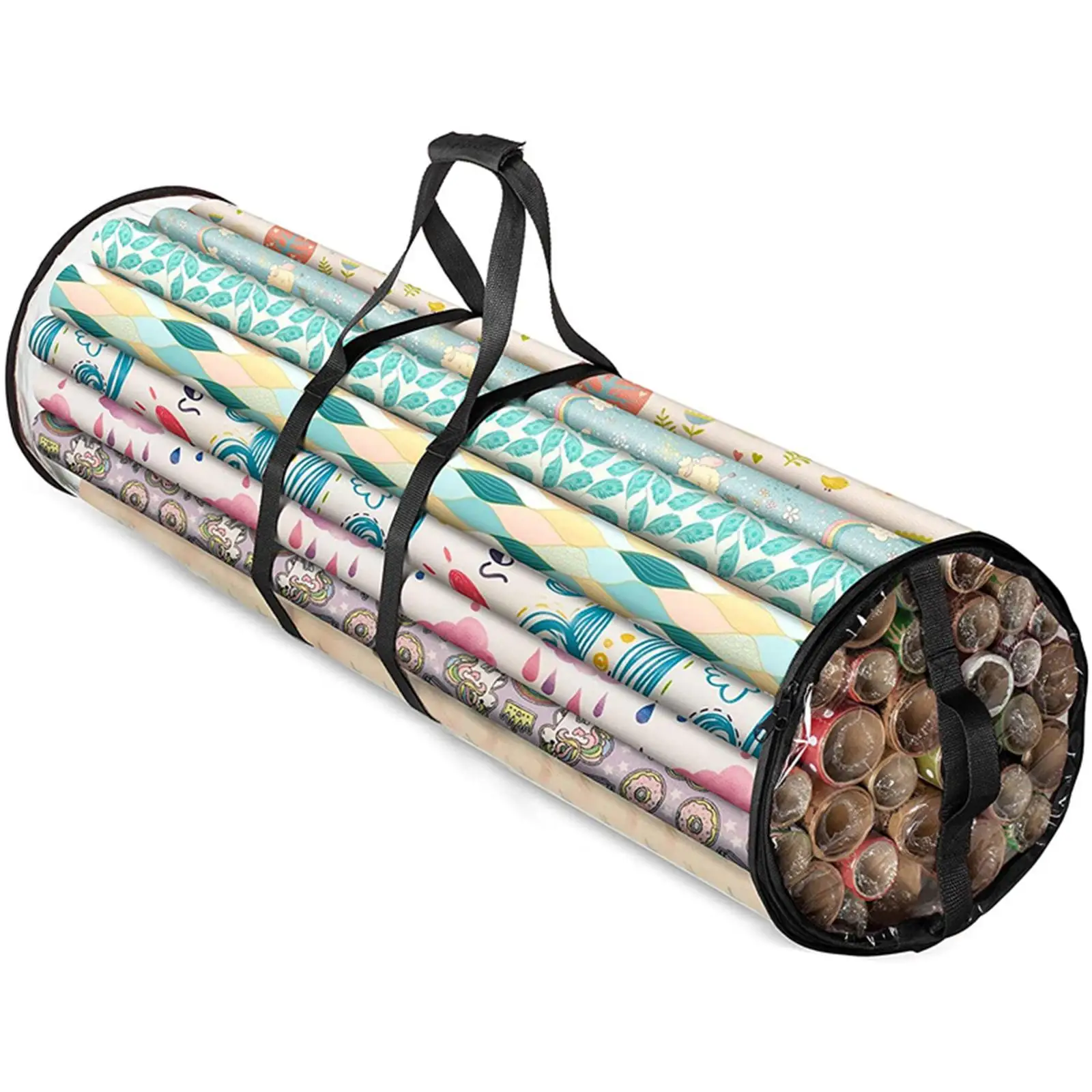 

Wrapping Paper Storage Bag Waterproof Clear Cylinder Durable for Christmas