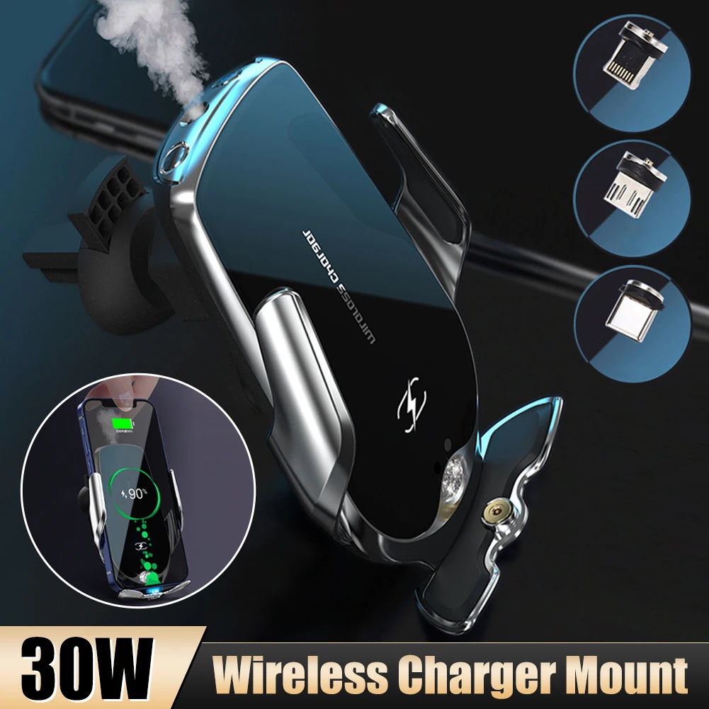 

30W Wireless Charger Car Phone Holder Fast Charging Intelligent Infrared Sensor with Aromatherapy Diffuser Interior Accessories