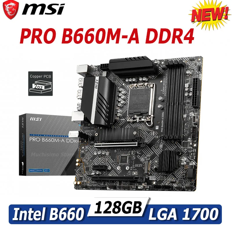 

LGA 1700 MSI B660M-A Материнская плата DDR4 Intel B660 Настольная материнская плата 128 ГБ DDR4 Поддержка двухканального 4800 (OC)/МГц M.2 SATAВсе новые