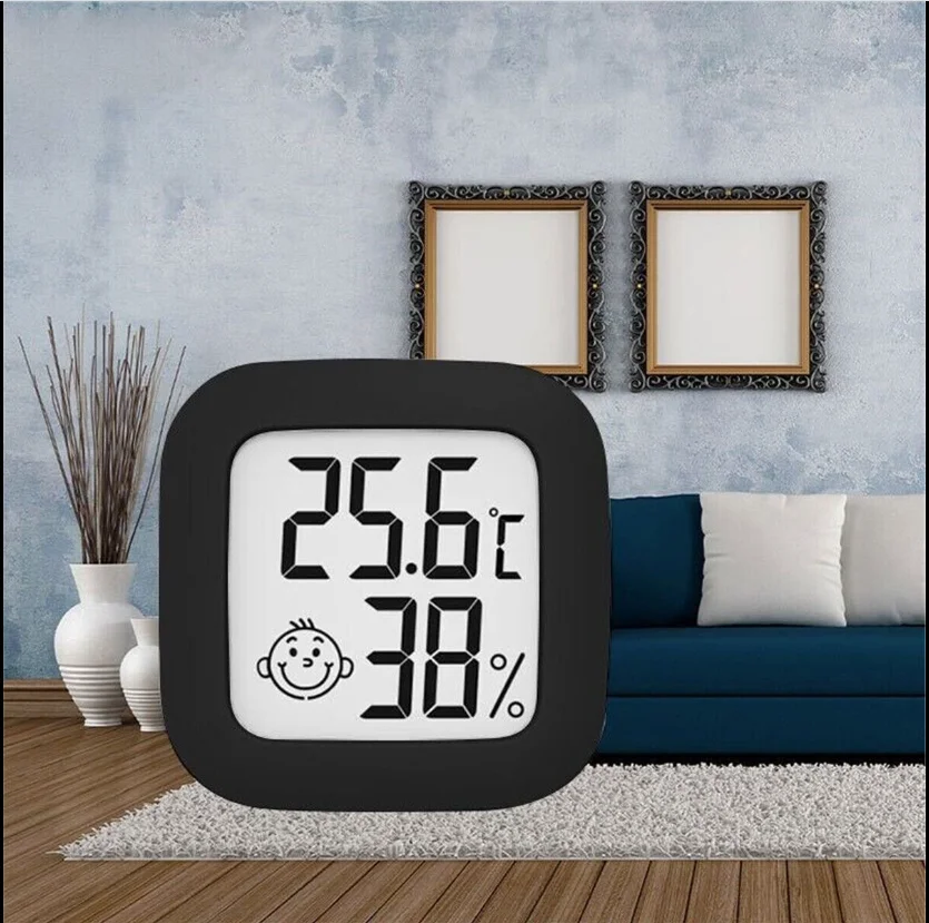 

Электронный цифровой термометр-гигрометр, мини-термометр для дома и улицы, измеритель температуры и влажности, метеостанция с часами, 43x42x13 ...