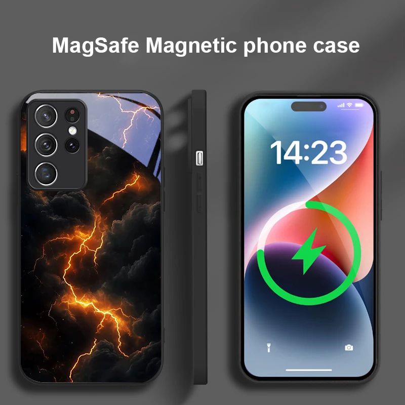 Фото Загадочная красная молния для Samsung S25 8 9 S10 S20 Ultra S21 Pro S22 Plus S23 FE S24 Ultra S25 Edge Magsafe Glass Чехол для телефона №4