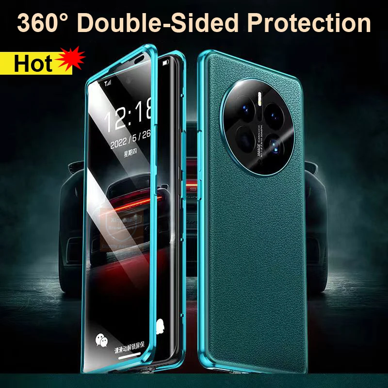 

Чехол с полным покрытием 360 градусов для Huawei Mate 50 Pro Mate50, чехол-книжка из закаленного стекла для телефона Huawei Mate 50 Pro Mate50, металлический бампер