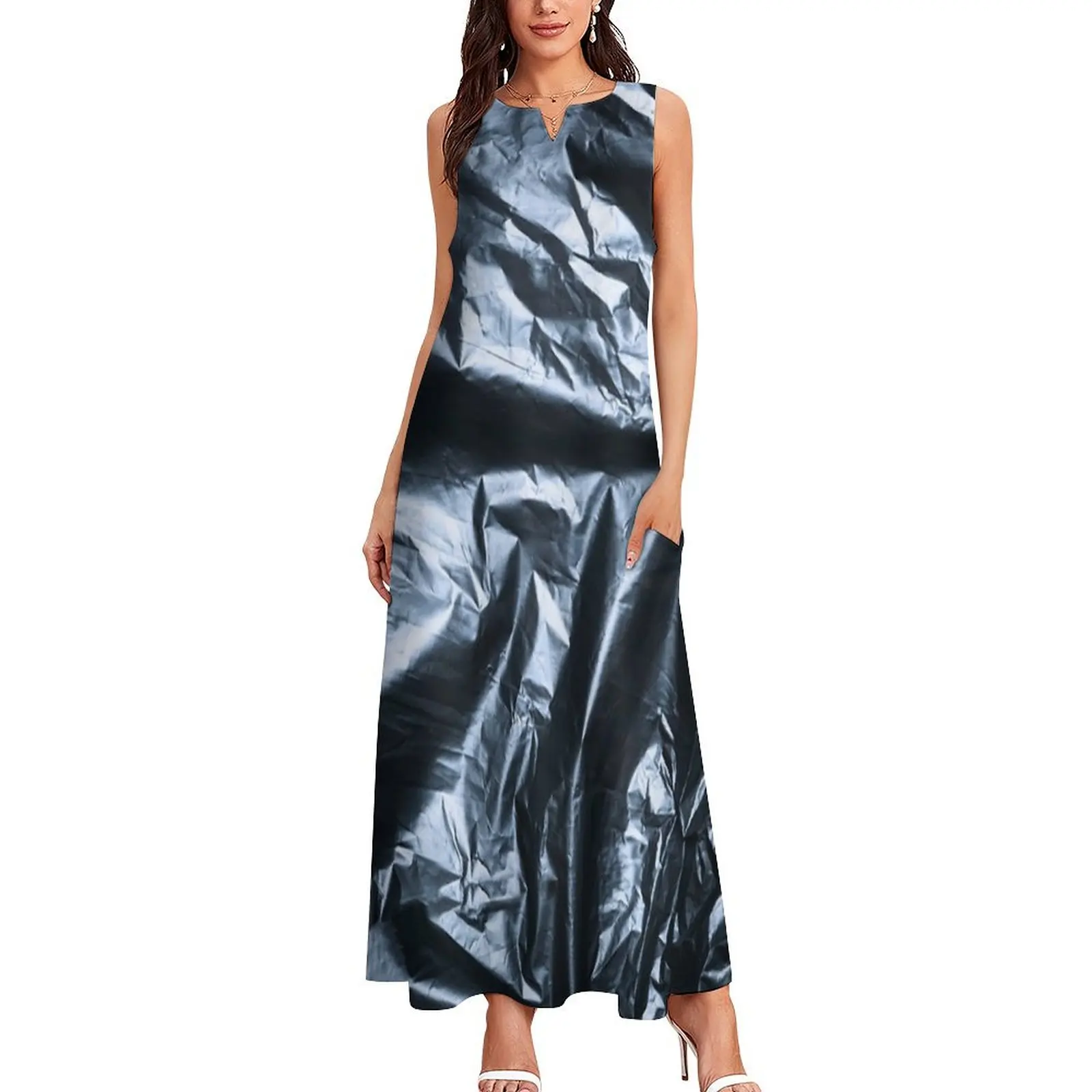 Пластиковый мешок для мусора текстурированное длинное платье платья летнее