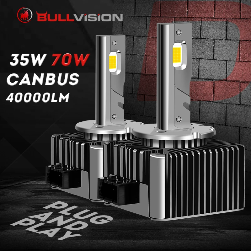 Светодиодные фары Bullvision D1S, HID D3S D2S D4S D4R D8S D1R D2R D3R Turbo светодиодный 6000 лм, двухсторонний чип CSP K, белый, 70 Вт, Plug & Play