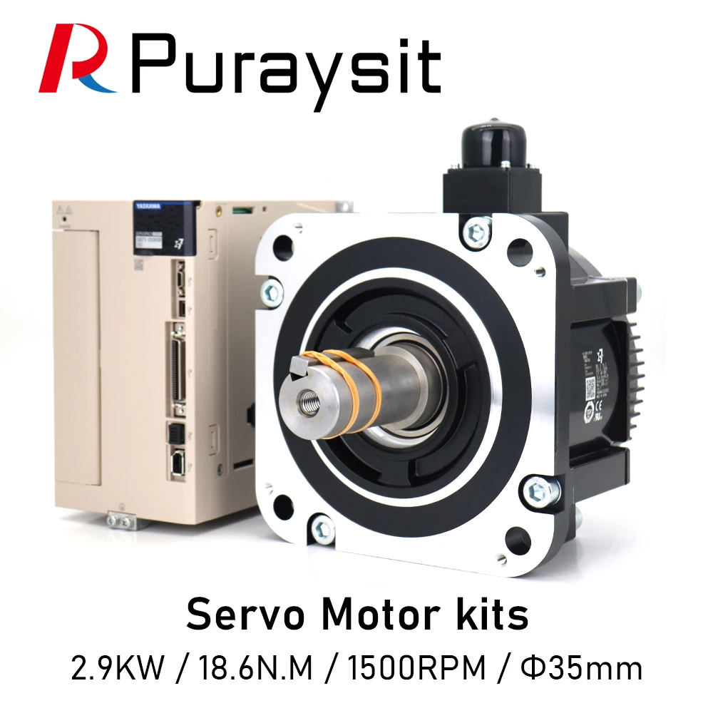 

Puraysit Servo Motor kits 2.9KW SGD7S-200A00B202 SGM7G-30AFC61 18.6N.M 19.6A 1500RPM Dia.35mm with 3M Cable