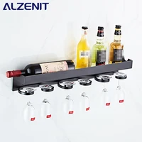 Bar Multifunctional Wine Rack Stainless Steel Cup Holder Black Wall Mounted Wine Glass Holder Open Storage Kitchen Accessories