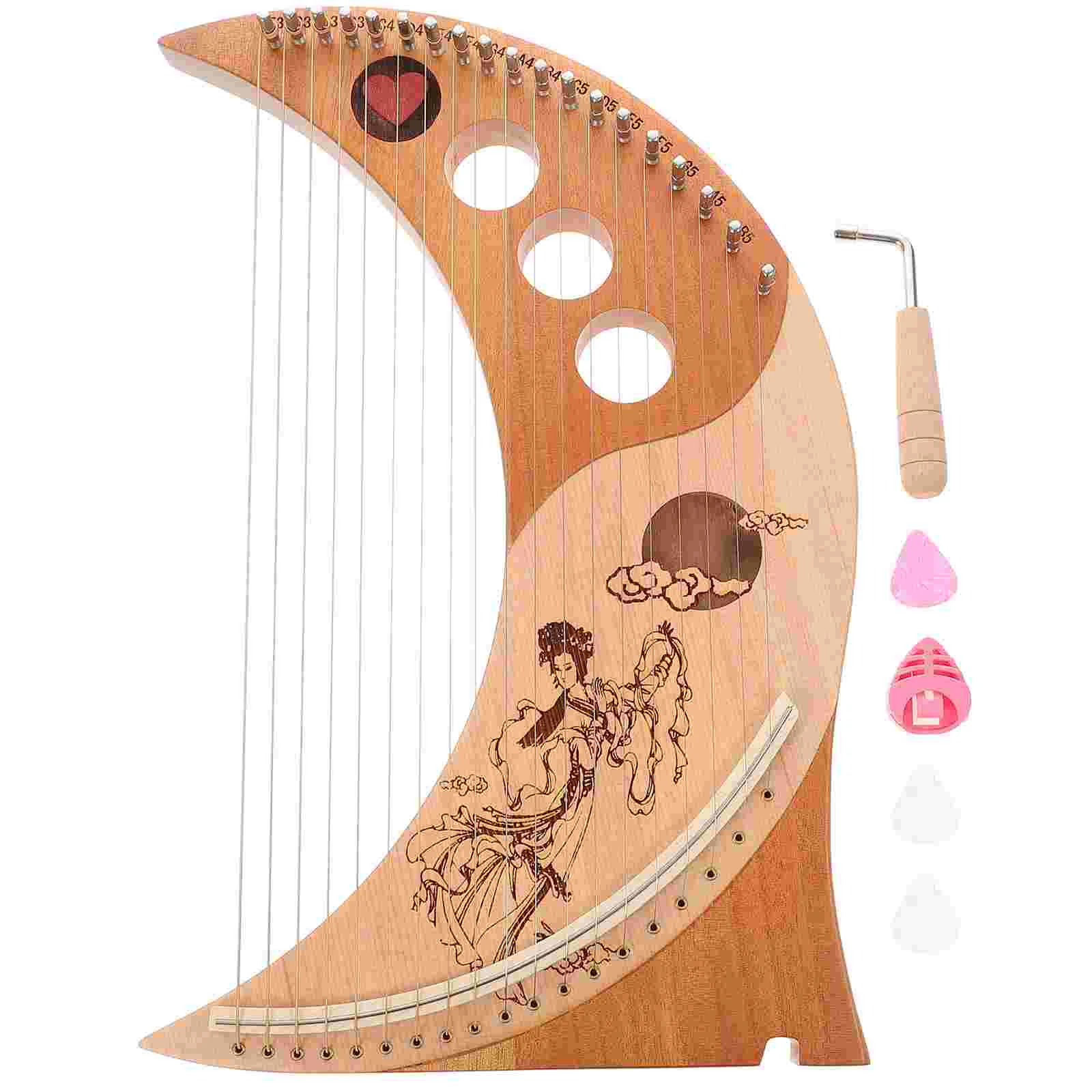 

19 Tone Lyre Musical Instruments Children Solid Wood Harp Handheld Retro Chinese Fir Ancient Style Jew's