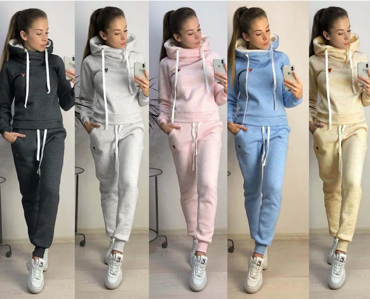 

Women's Autumn and Winter New Brushed Fleece Fashion Casual Sports Set Sweater