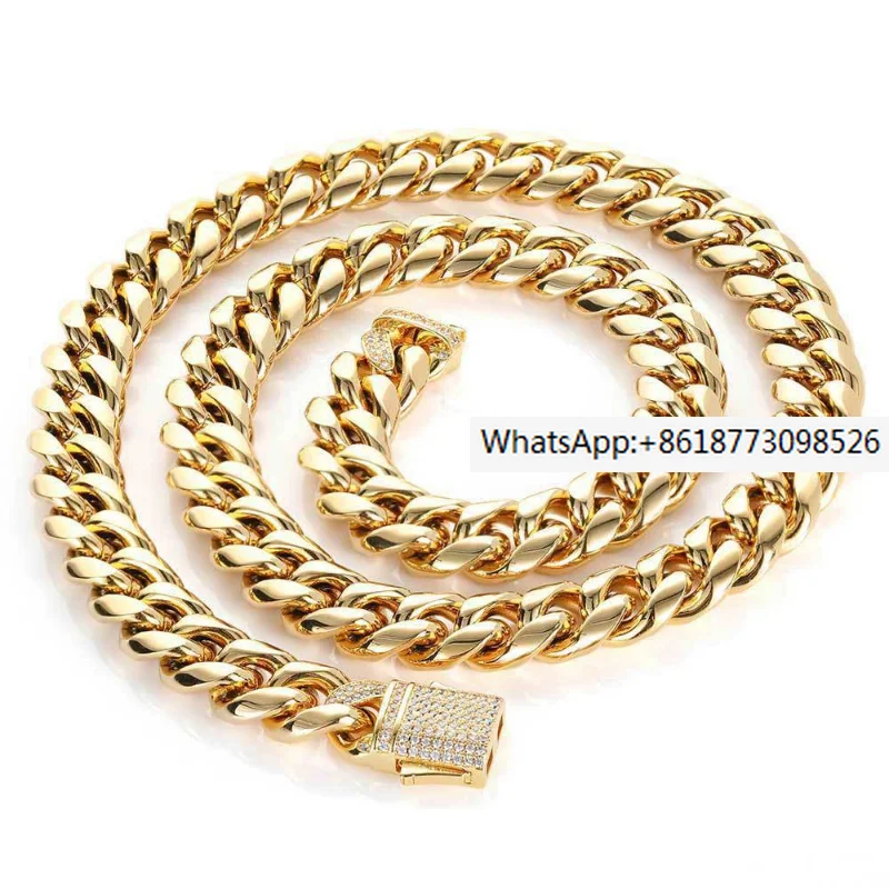 

Циркониевая пружинная Пряжка, ожерелье из титановой стали в стиле хип-хоп, круглая плотная цепь из нержавеющей стали, кубинская цепь