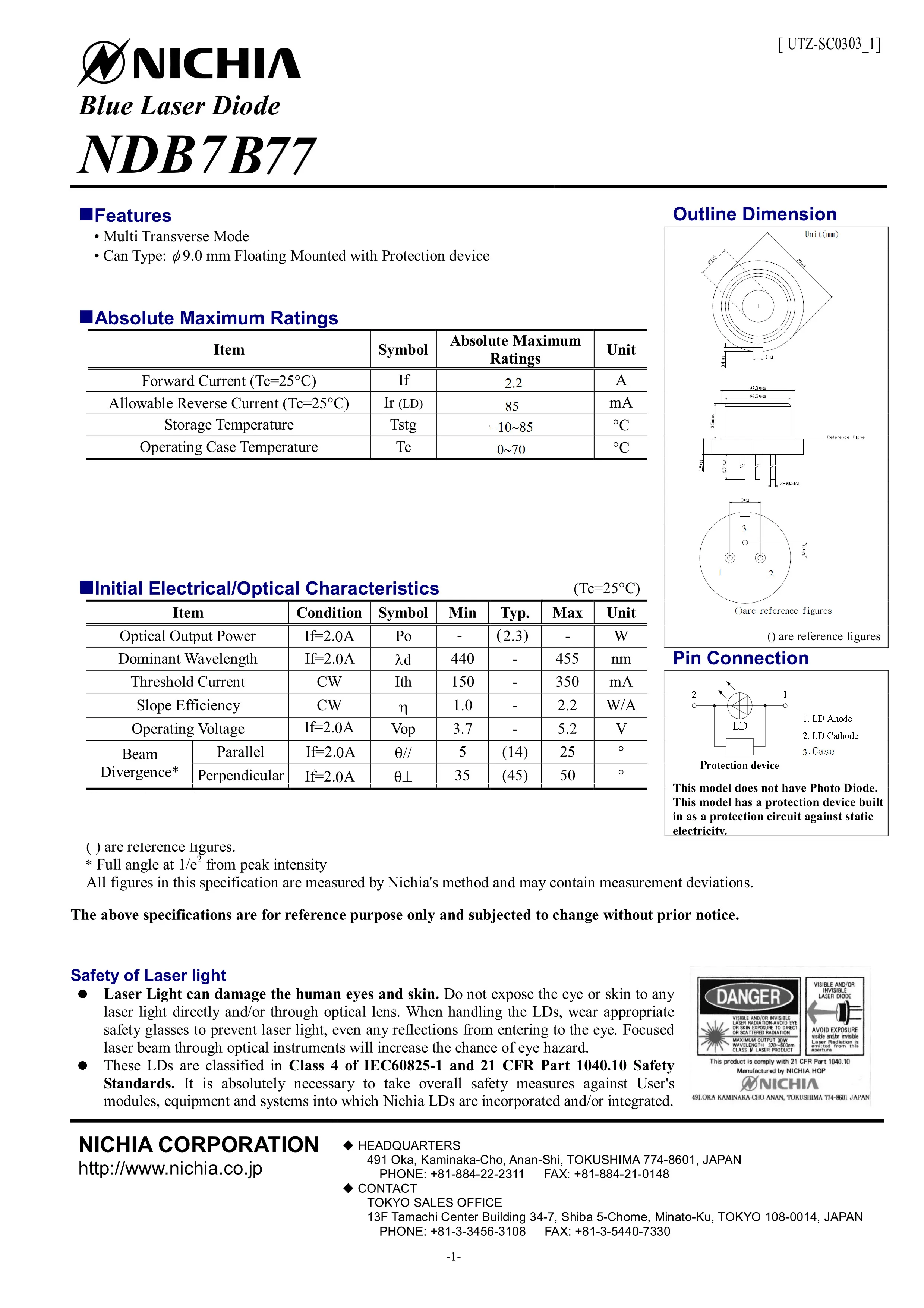 Лазерный диод Nichia NDB7B77 TO5-9mm 2 5 нм Вт с оптическим волокном для гравировки - купить