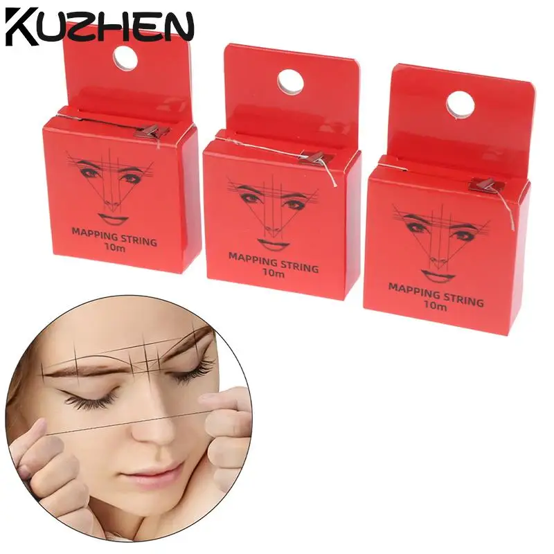 

10m Red Ink Pattern Embroidery Thread Ruler For Eyebrow Makeup Dyed Linen Thread Semi-permanent Position Measuring Tool