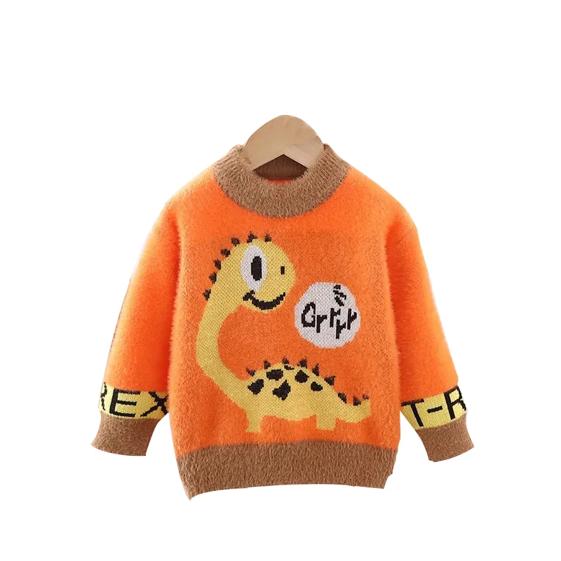 

2022 Spring,Autumn Dinosaur Baby Cartoon Children's Sweater Pullover,Round Neck,Thickened Baby's Bottoming Shirt