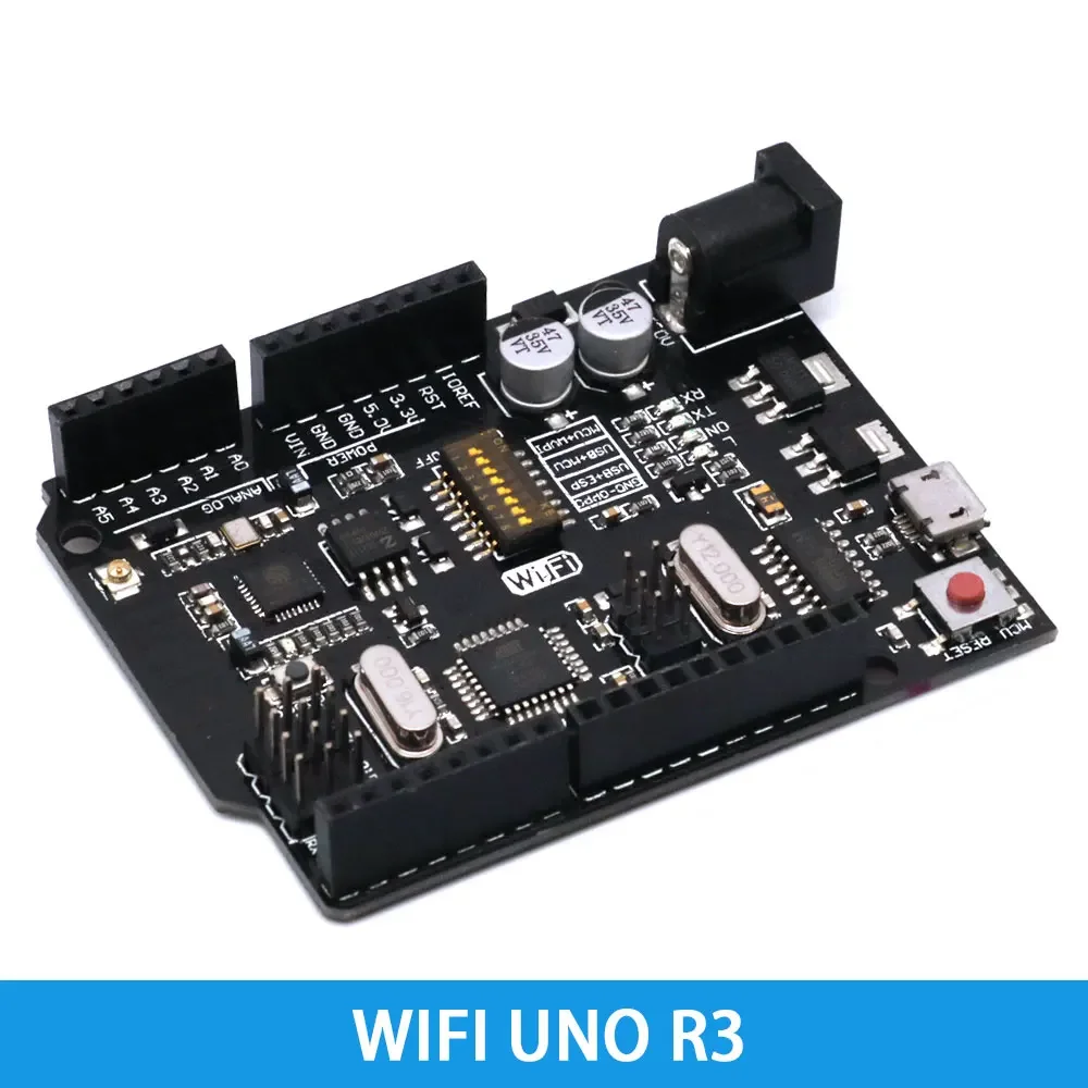 Фото UNO + Wi-Fi R3 ATmega328P + ESP8266 CH340 (32 МБ памяти) 6 В-9 В USB-TTL CH340G для Arduino NodeMCU WeMos макетная плата №4