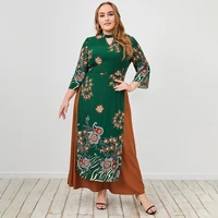 2022 large size womens middle eastern elegant floral print muslim clothes kaftan islamic clothing marocain abaya
