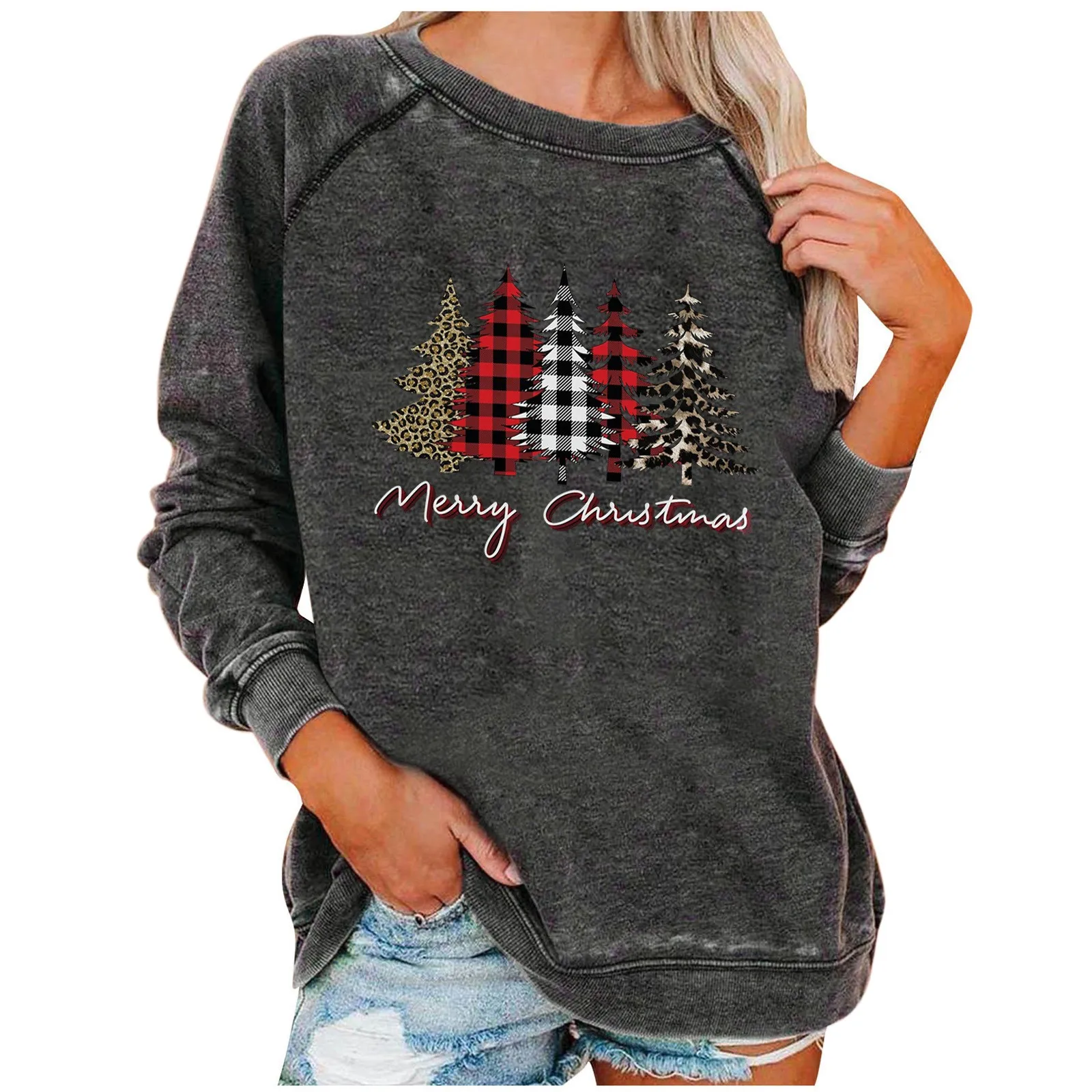 Худи с рождественским принтом Санта Клауса женский укороченный топ милые