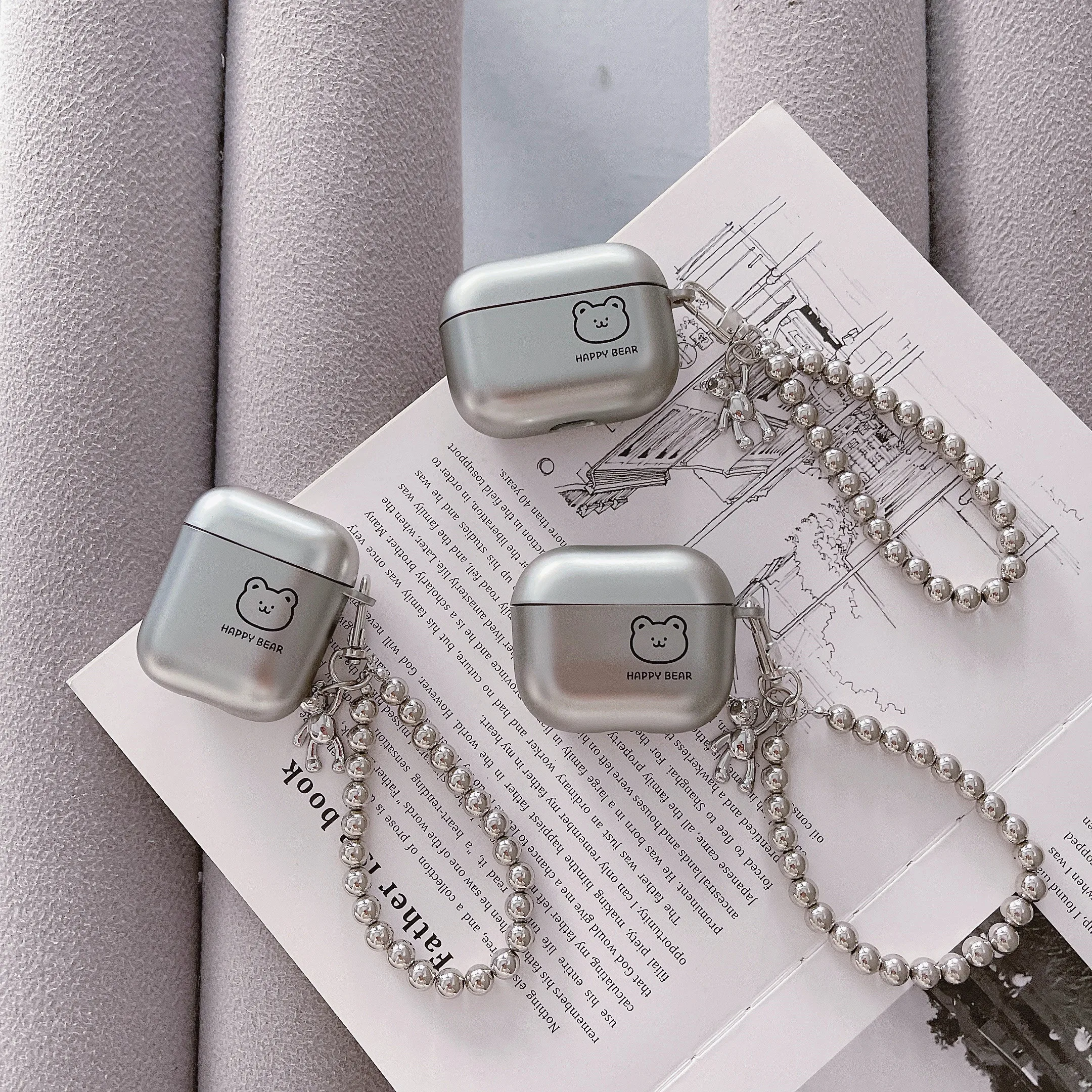 

Ceeslin Apple AirPods 2 1 3 чехол с гальваническим покрытием для наушников Apple AirPods Pro с очаровательным подарочным зеркалом серебристого цвета