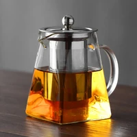 square heat resistant glass teapot thickened stainless steel filter kungfu tea set can heat flower tea coffee pot