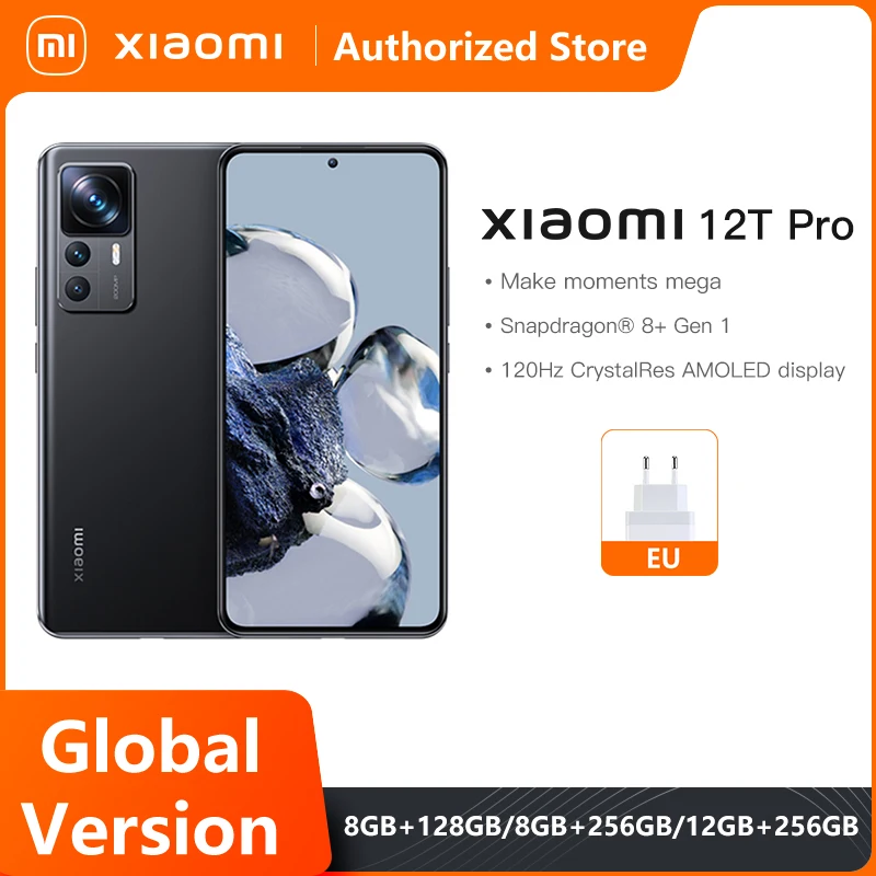 Global Version Xiaomi 12T Pro 12GB 256GB Smartpones 200MP Imaging System Snapdragon 8+ Gen 1 120W HyperCharge 120Hz AMOLED