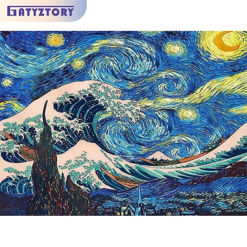 Купи GATYZTORY Diamond Painting Sky Cross Stitch Full Square Diamond Embroidery Landscape DIY Rhinestone Picture Wall Decoration за 320 рублей в магазине AliExpress