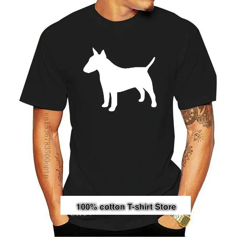

Camiseta de diseño de alta calidad para hombres, camisa de cuello redondo con diseño de silueta de Bull Terrier, nueva