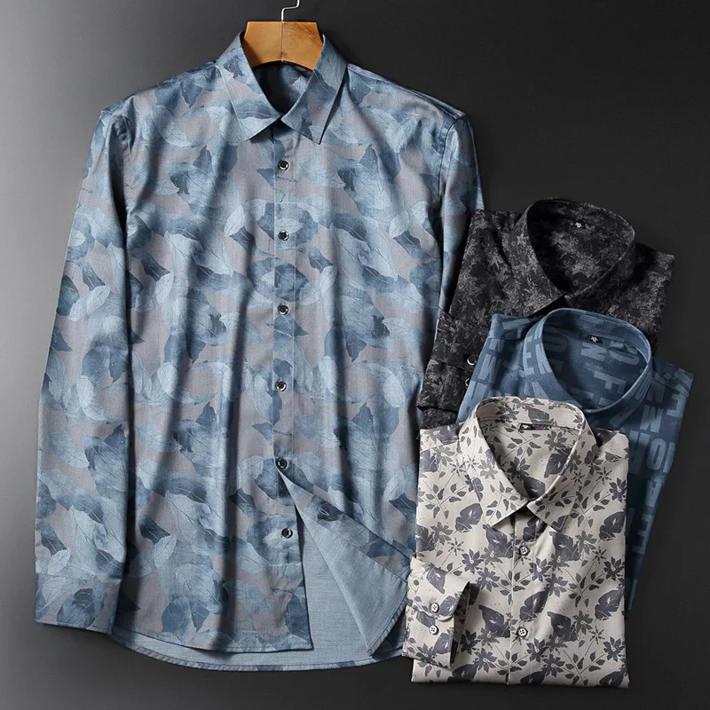 Floral Shirts for Men Clothing Camisa Masculina Blusas Ropa Camisas De Hombre Chemise Homme Roupas Masculinas Elastic Blouses