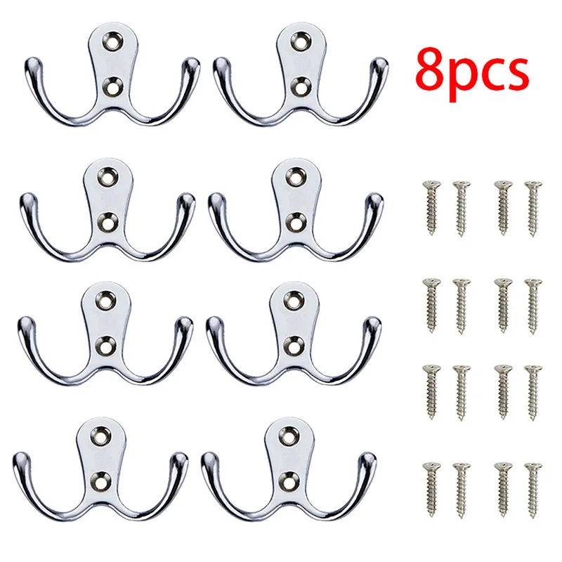 

4/8PCS Double Side Retro Hooks Zinc Alloy Wall Mounted Coat Towels Clothes Hanger Door Hooks for Bathroom Kitchen Hotel Decor