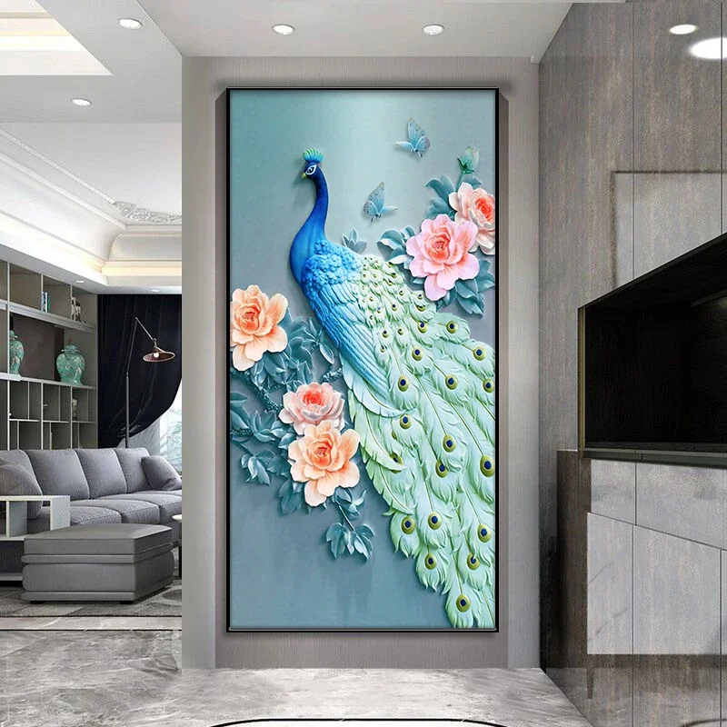 Стиль животное фреска павлин алмазная кристаллическая живопись светодиодные