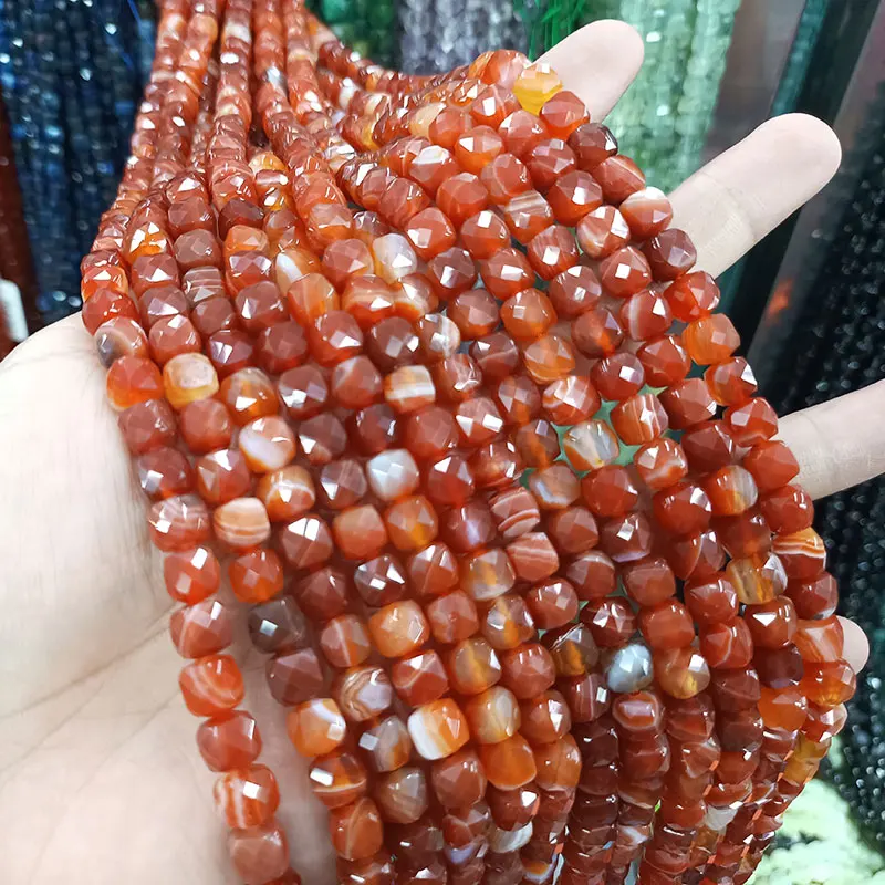 Граненый кубик 8 мм натуральный черный персианагакатехин камень россыпью