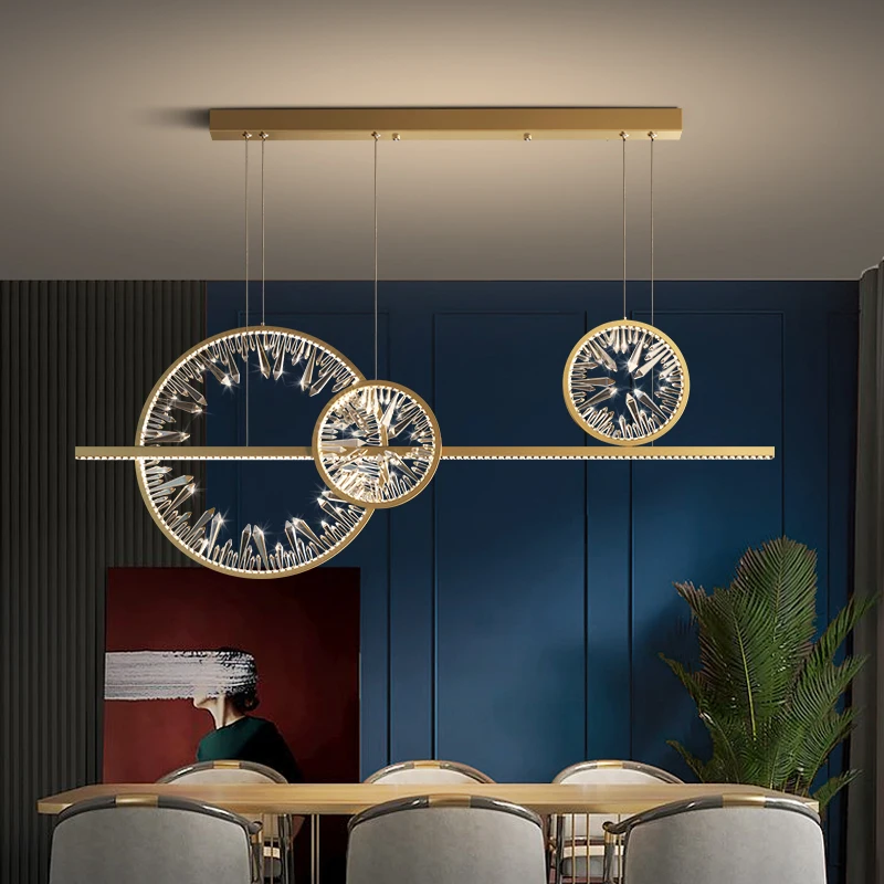 

Nordic Lamps Restaurant Chandelier Modern Minimalist Living Room Light Ring Strip Lamp Luxury Crystal Chandelier