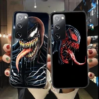 marvel venom phone case for samsung galaxy s30 s21 fe s20 s7 s5 s8 plus s9 s10 s10e s21 ultra note 10 lite phone cover black