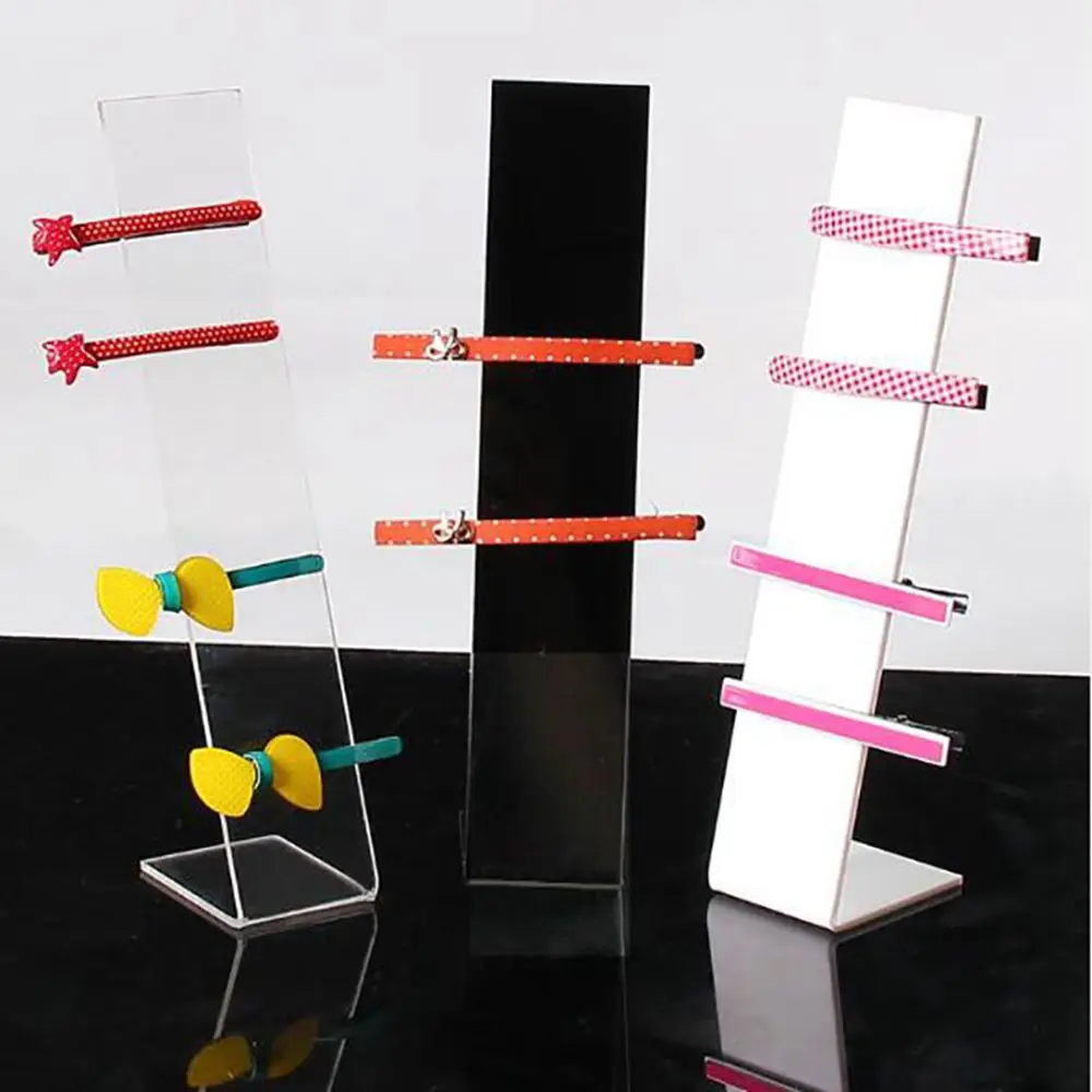 

Portable Hairpin Display Rack Simple L Shape Jewelry Holder Fashion Design Transparent Headwear Display Stand