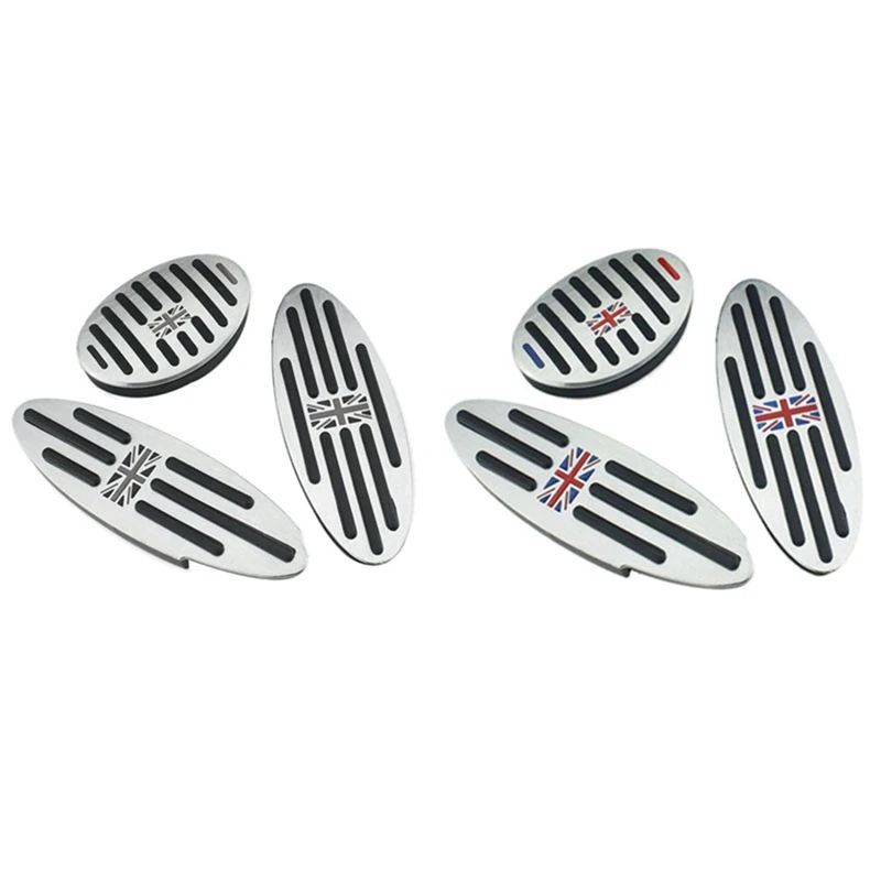 

2 Set Car Fuel Clutch Brake Foot Pedal Sticker For BMW Mini Cooper JCW S R55 R56 R60-Silver + Gray & Silver + Colorful