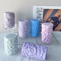 rose cylindrical scented candle mould diy geometric rose flowers candle making tools kit soap resin molds gifts craft home decor