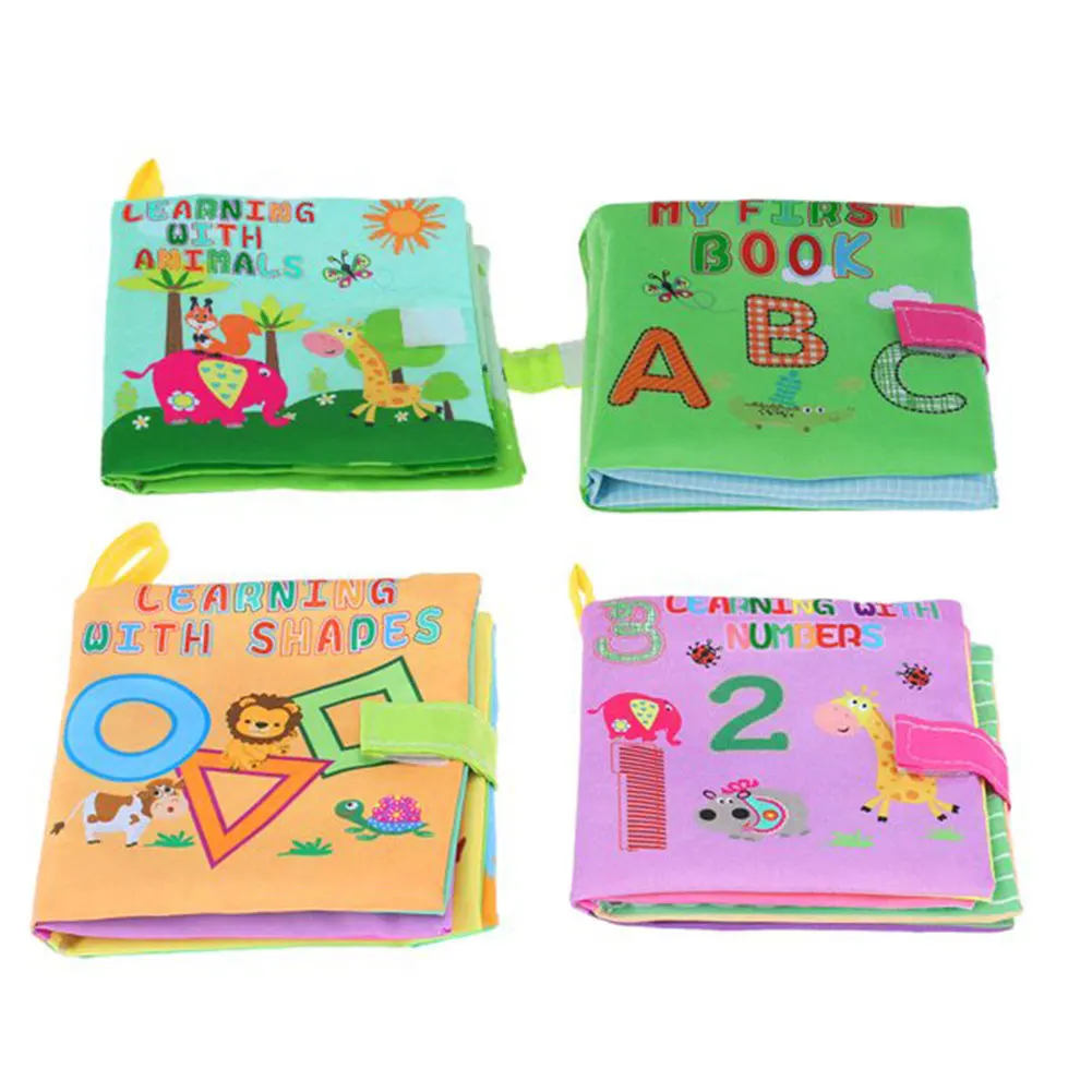 

4pcs Stroller Hanging Early Learning Baby Soft Book Educational Infant Toddler Intellectual Development Squeak Crinkle Toy