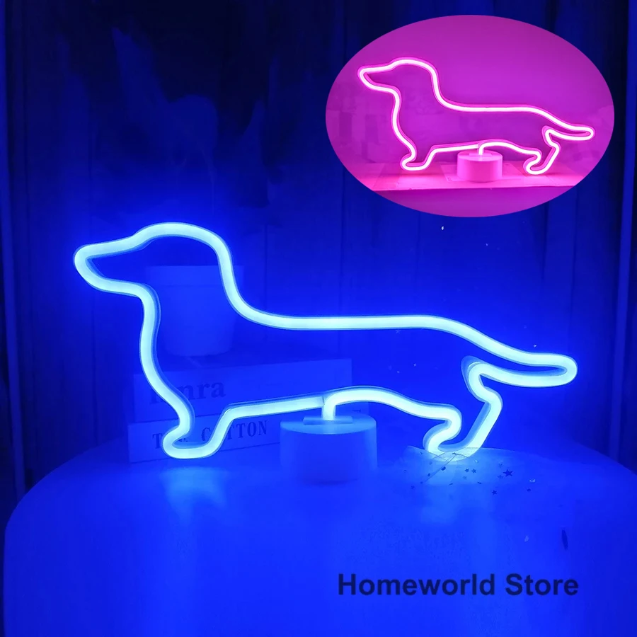 Dog Neon Sign Light LED Animal Modeling Decoration Lamp Nightlight Ornaments for Home Room Party Wedding Birthday Holiday