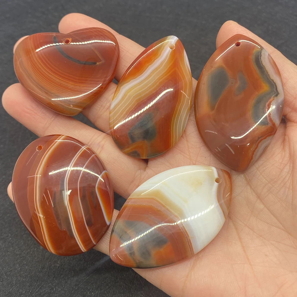 

5pcs/set Natural Stone Agate Charms Necklace Pendant Meditation Brown Heart Jewelry DIY Making Earring Necklace Charms Accessory