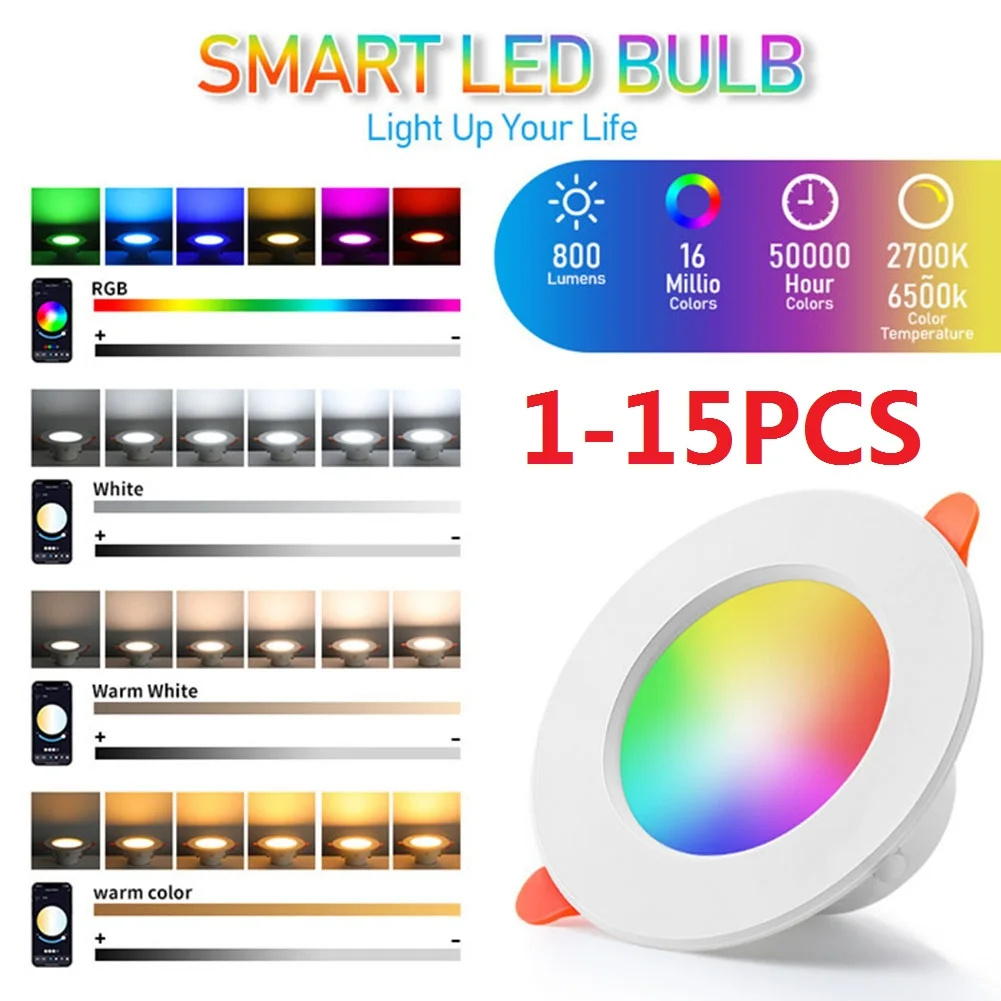 

RGB LED Bulb Tuya Dimmable Downlight Spotlight Bluetooth-Compatible 10W 85-265V APP Control RGBCW Work with Alexa Google Home
