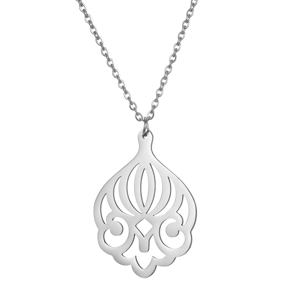 

Xincong Stainless Steel Jewelry Dropshipping 22.24x30.10mm Hollow Cutout Pattern Pendant Necklace With 45+5cm Link Chain