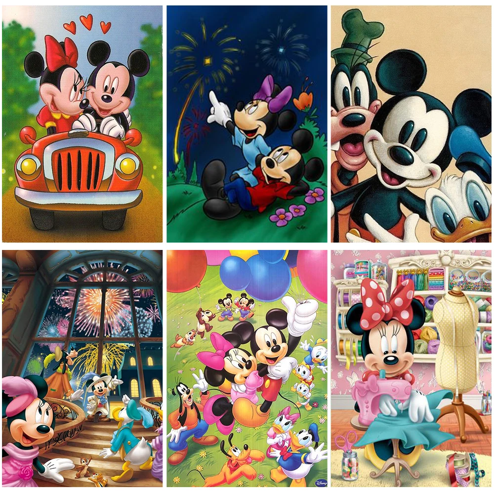 

Disney Diamond Embroidery Mickey Minnie Mouse Donald Duck DIY Painting Full Round Drill Mosaic Picture Of Rhinestone Home Decor
