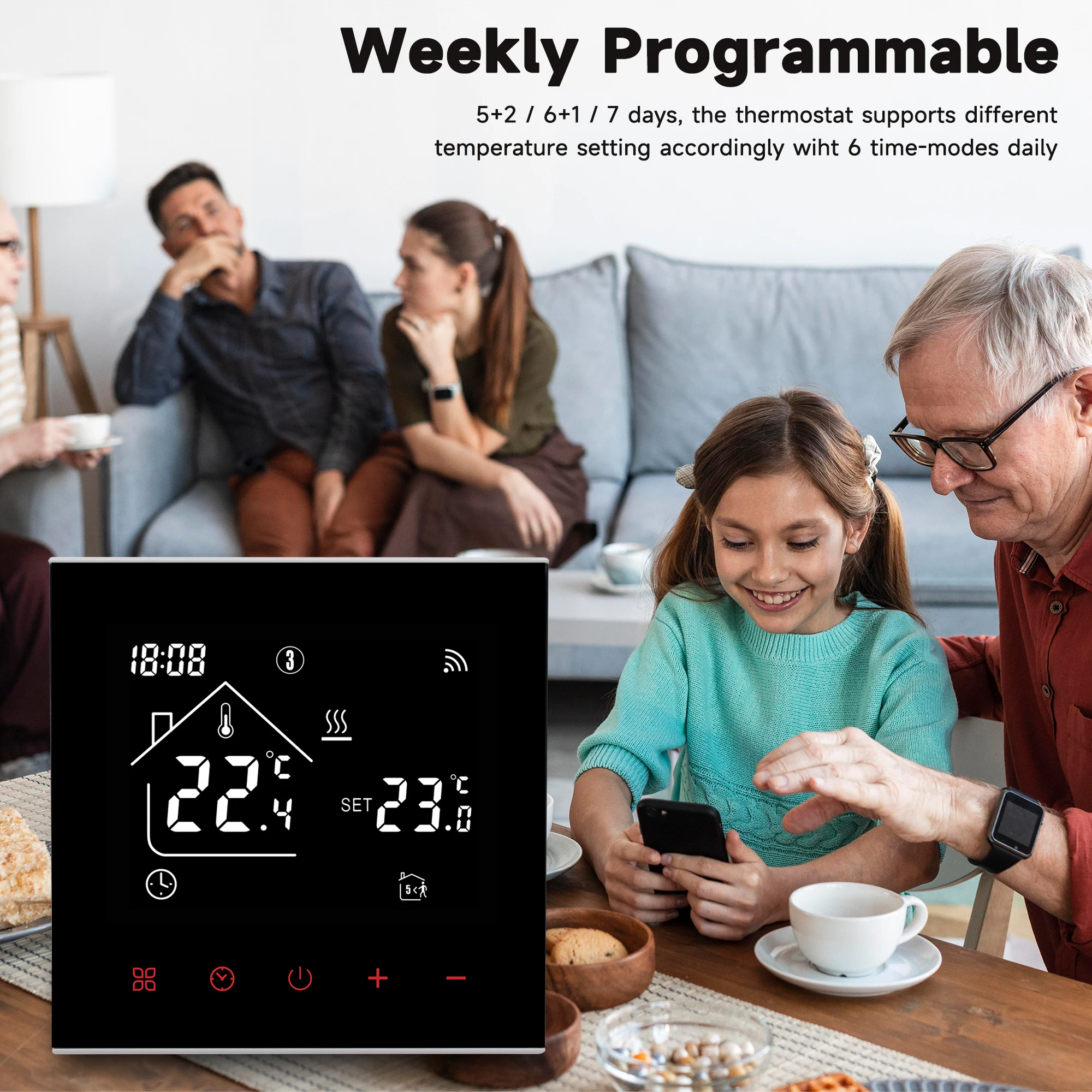 Tuya WiFi inteligentny termostat elektryczny ogrzewanie podłogowe woda/kocioł gazowy pilot temperatury dla Google Home, Alexa 5 Tuya WiFi inteligentny termostat elektryczny ogrzewanie podłogowe woda/kocioł gazowy pilot temperatury dla Google Home, Alexa 5