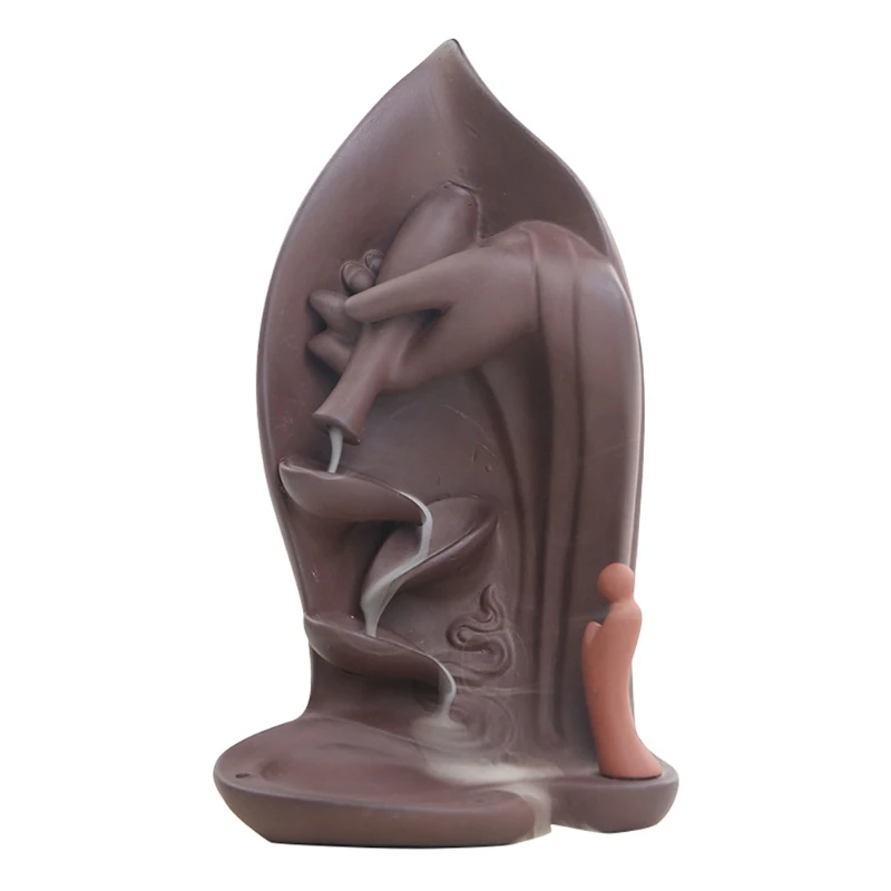 

Курильница для благовоний Backflow, подставка для благовоний для украшения дома, спальни, статуэтка для йоги, удивительный эффект водопада, фио...