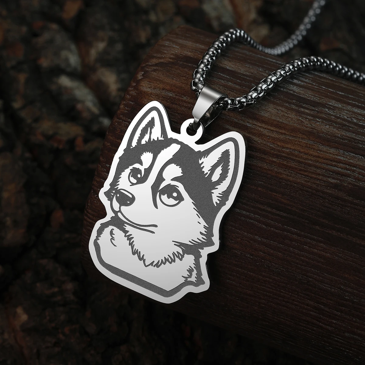Ожерелье с собакой Хаски из нержавеющей стали для женщин и мужчин цепи титановой