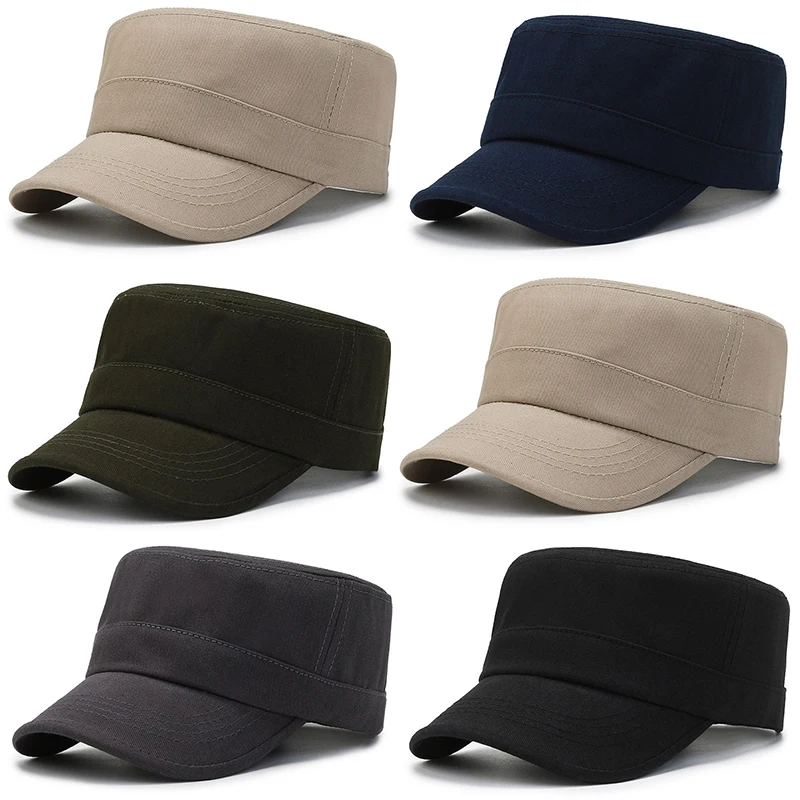 

Plain Cap Army Style Hat Flat Cap Sun Hat Adjustable Sun Protective Breathable Vintage Classic Casual Flat Cap Leisure Hats