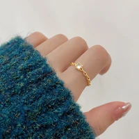 2022 cute women rings korean gold accessories geometric clavicle ring square single diamond zircon gold jewelry engagement ring