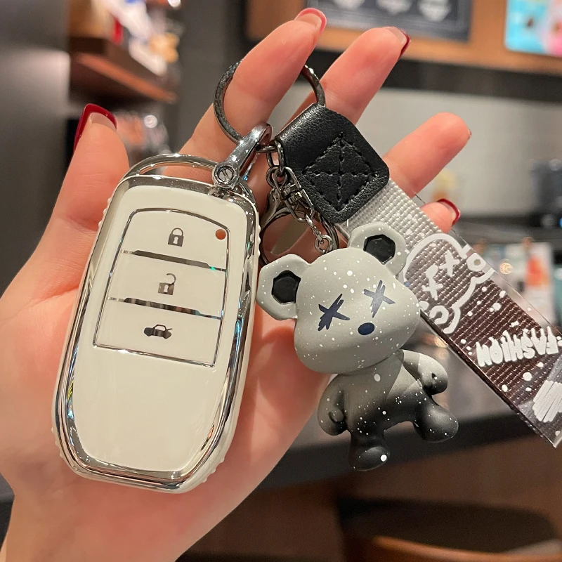 

Car Remote Key Case Cover Shell For Toyota Camry CH-R CHR Prius Crown Corolla RAV4 Prado 2 3 Button Keychain Men Accessories