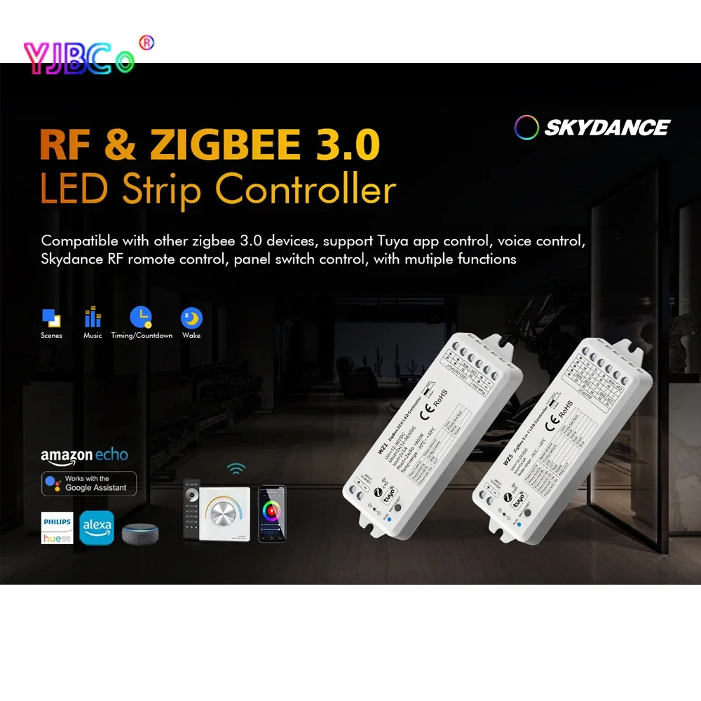 Лампа Skydance ZigBee 3.0 WZ5 5CH*3A Одноцветный RGB RGBW RGBCCT 5 в 1 Светодиодный контроллер WZ1 2CH*5A