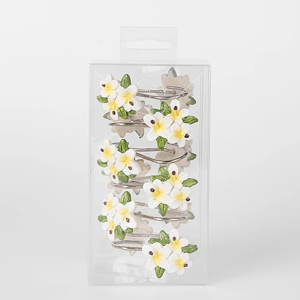 

12pcs Curtain Hooks Practical Resin Flower Shape Hangers for Home Hotel