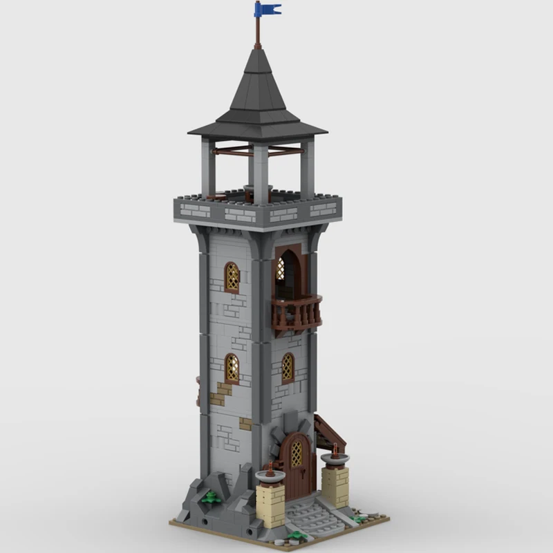 Фото MOC- 201290   Ретро строительные игрушки, средневековая часовая башня, строительный блок, модель, набор кирпичей, креативные подарки, высокое качество для взрослых, 627 шт. №4